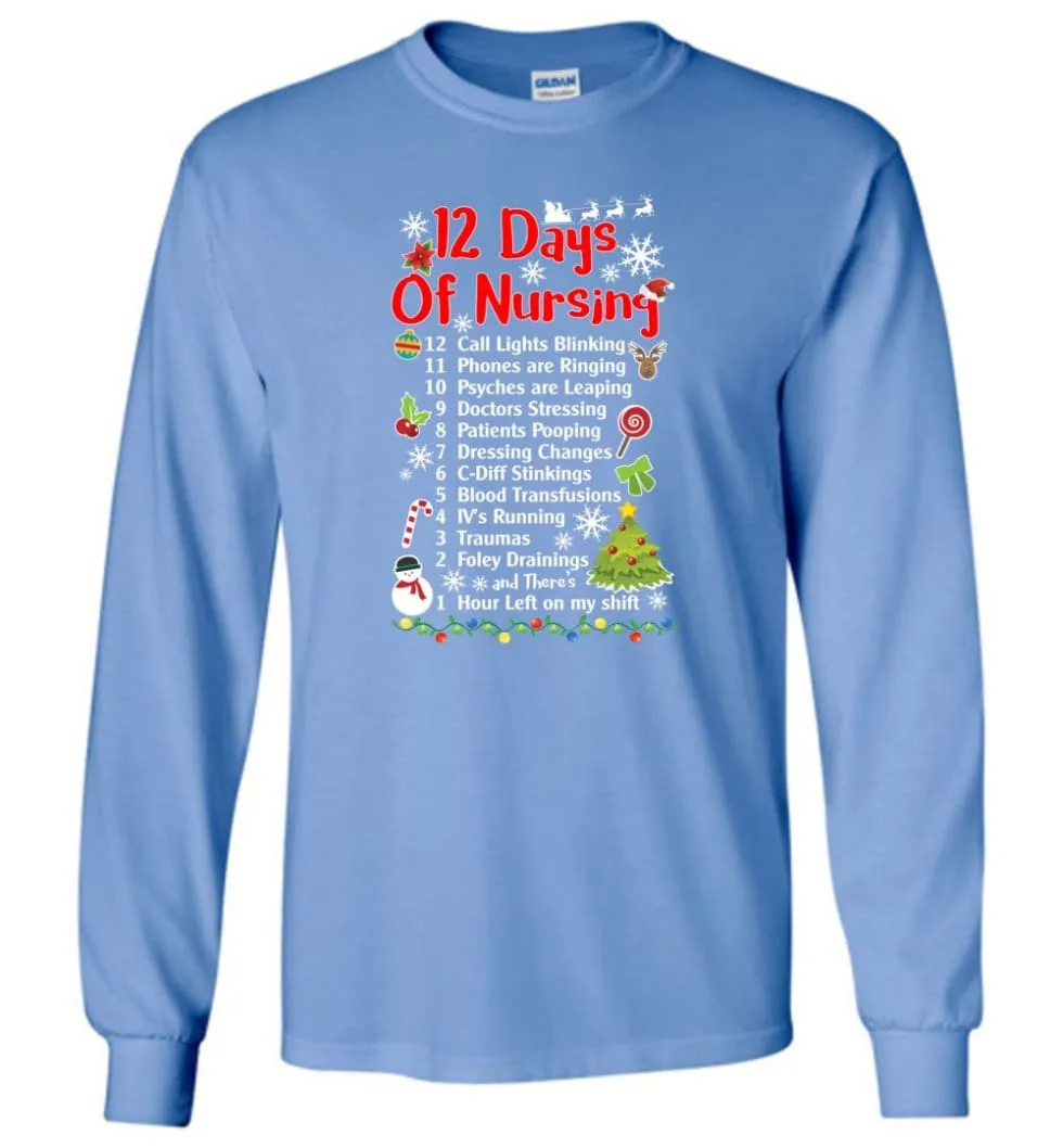 12 Days Of Nursing Christmas Gifts For Nurse Long Sleeve T-Shirt