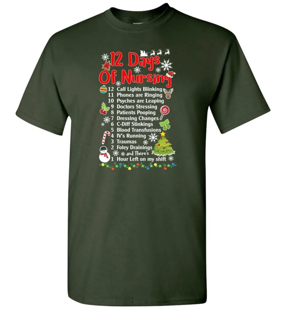 12 Days Of Nursing Christmas Gifts For Nurse T-Shirt