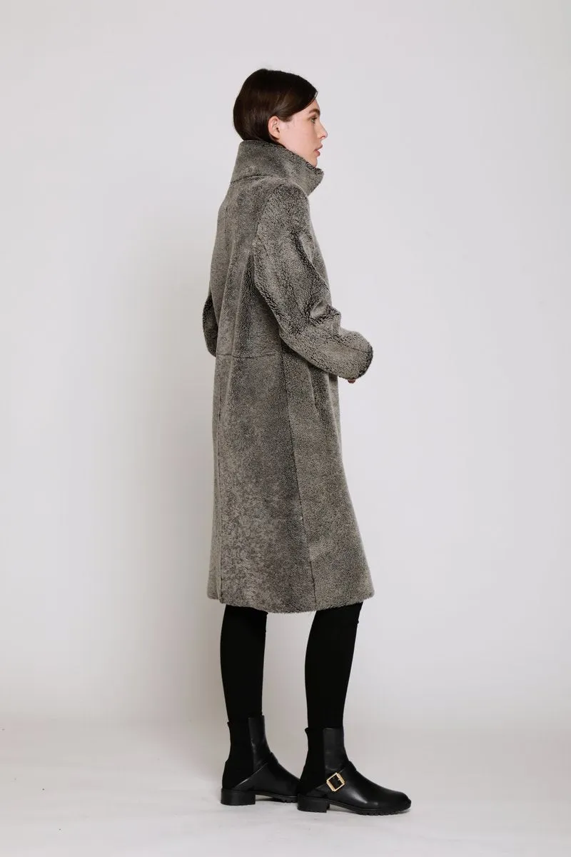 #1350 Mid-Calf Length  shearling coat