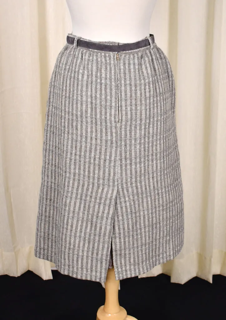 1950s Style Vintage Weaved Gray Skirt