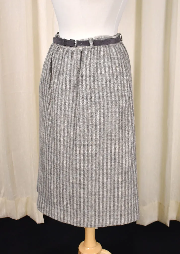 1950s Style Vintage Weaved Gray Skirt