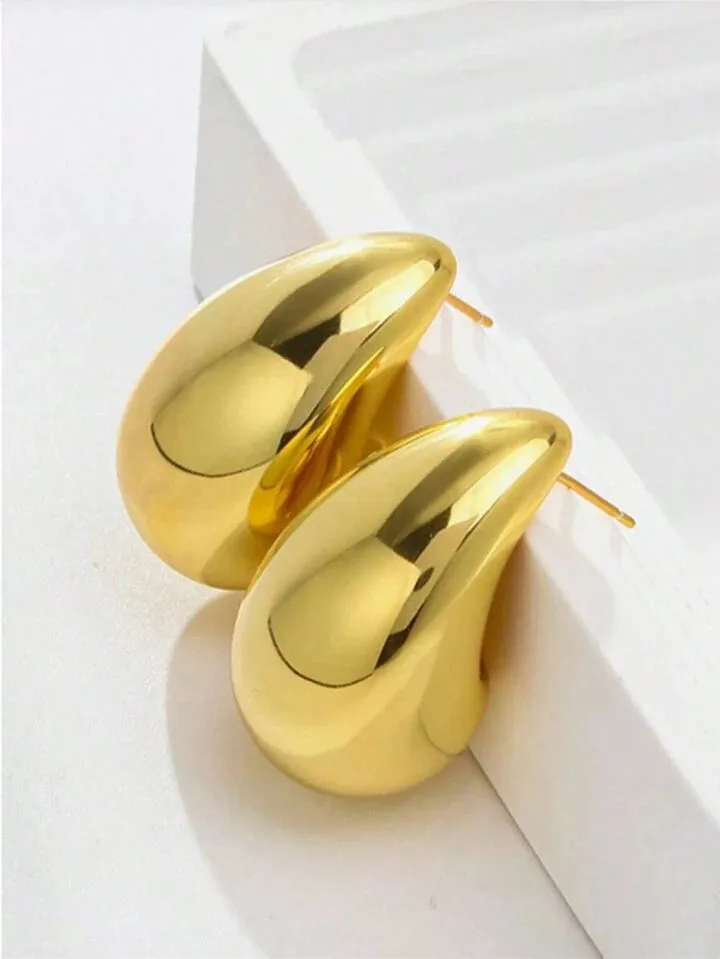 1pair long drop shape earrings in gold