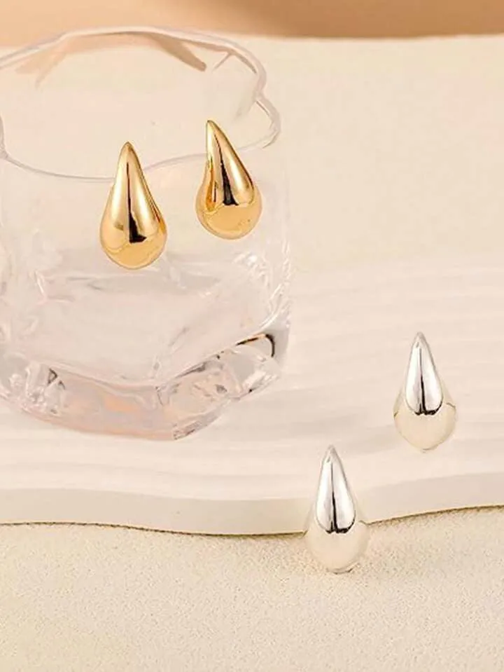 1pair long drop shape earrings in gold