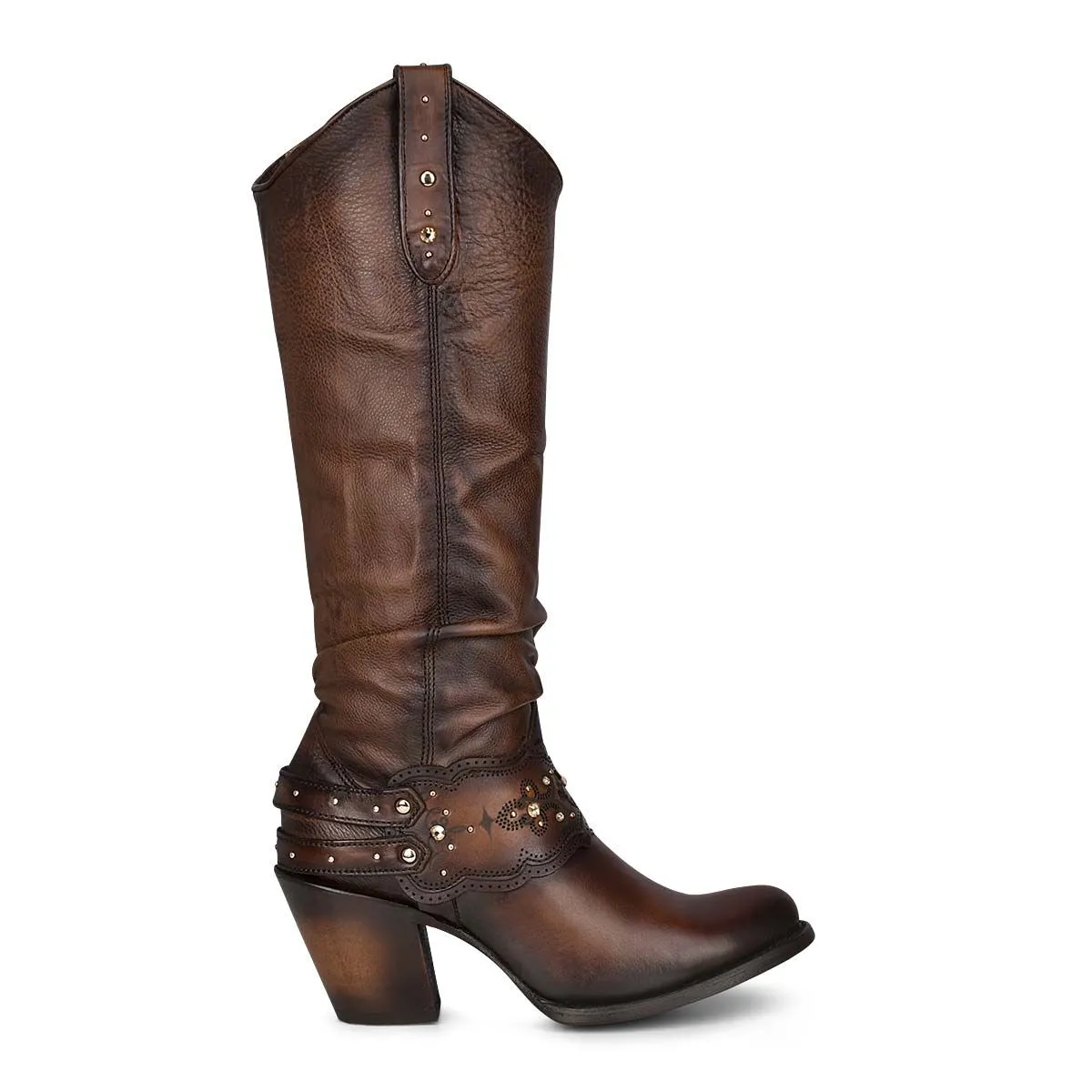 1Z41RS - Cuadra mocha casual cowgirl leather knee high boots for women