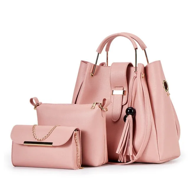 3PCS Composite Casual Leather HandBags For Women