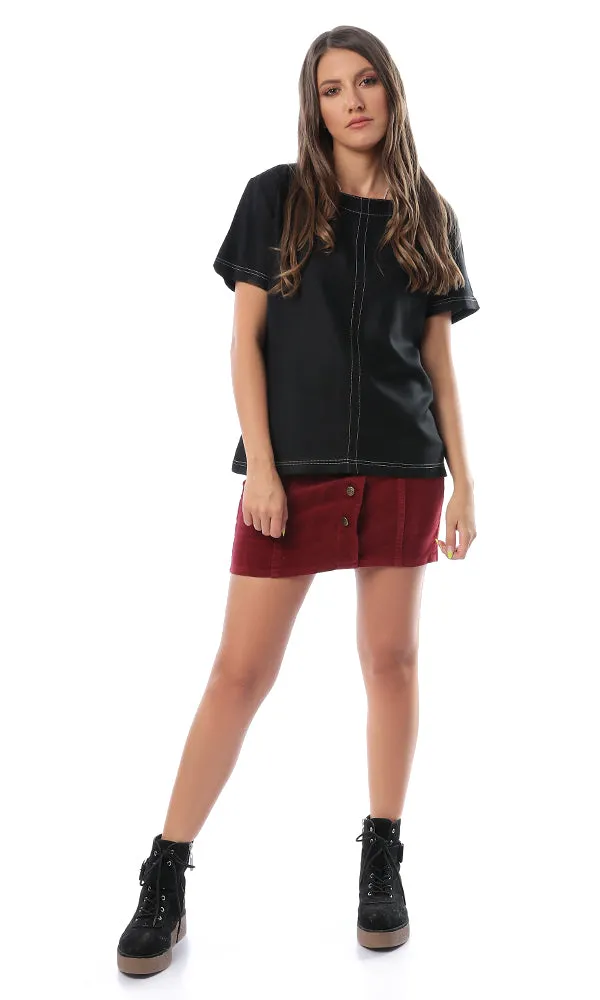 53288-Women Short Sleeve Shirt-Black