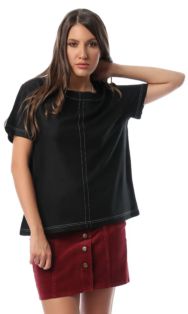 53288-Women Short Sleeve Shirt-Black