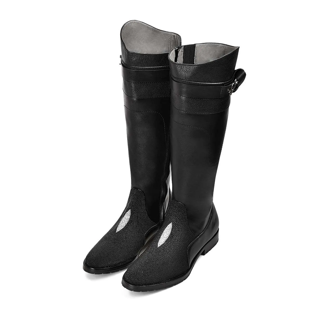 98TMTTS - Franco Cuadra black casual stingray leather riding boots for women