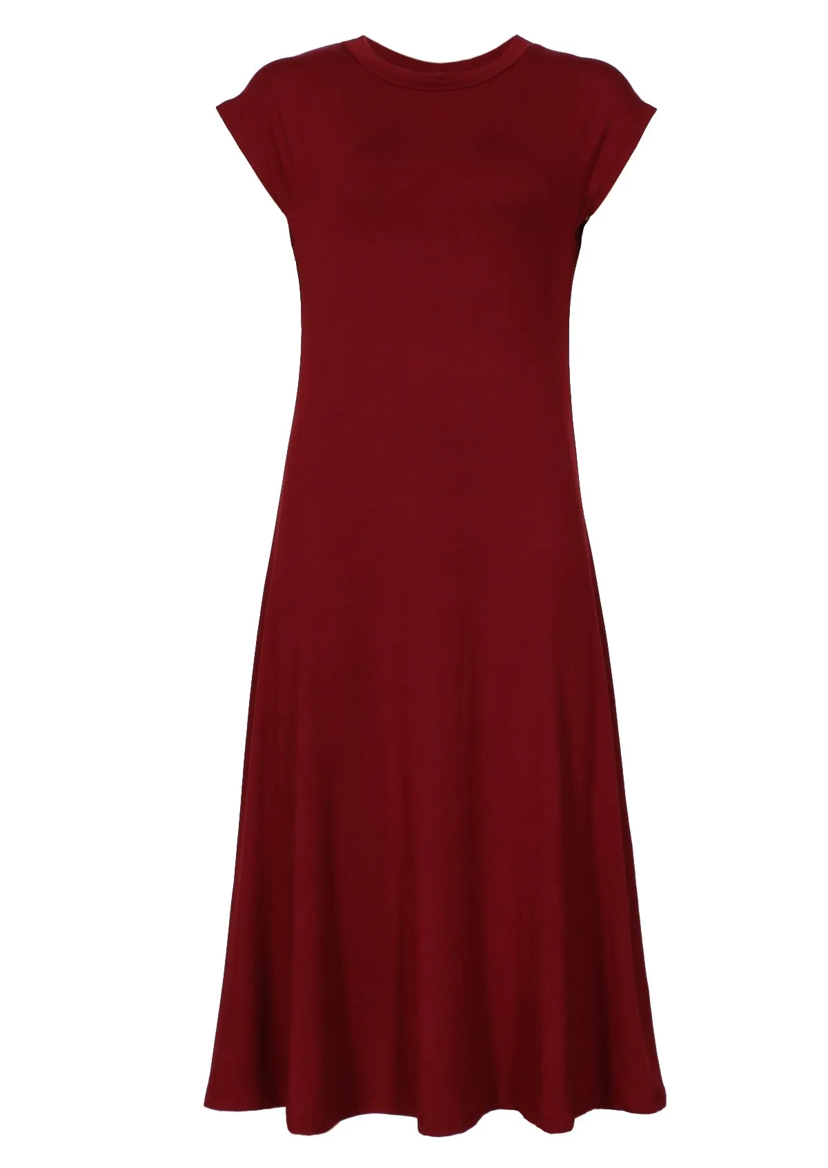 A-line Stretch Rayon Dress Maroon