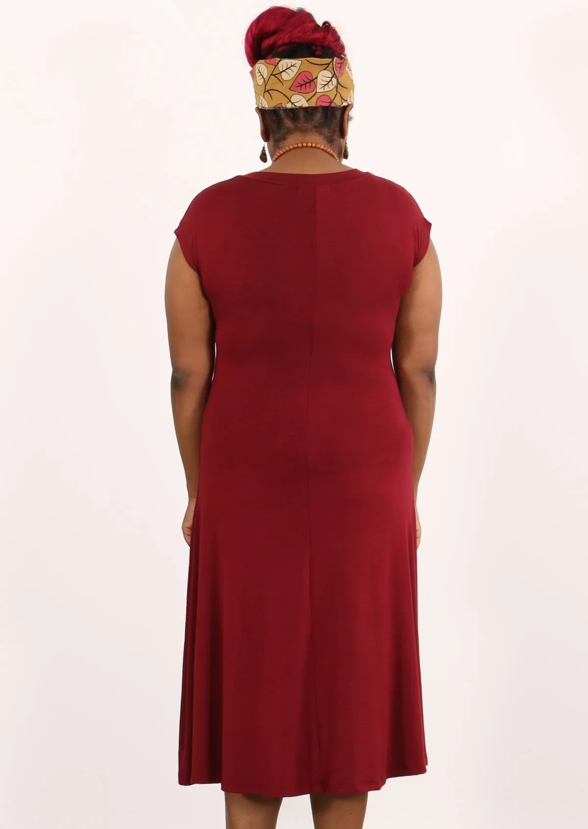 A-line Stretch Rayon Dress Maroon