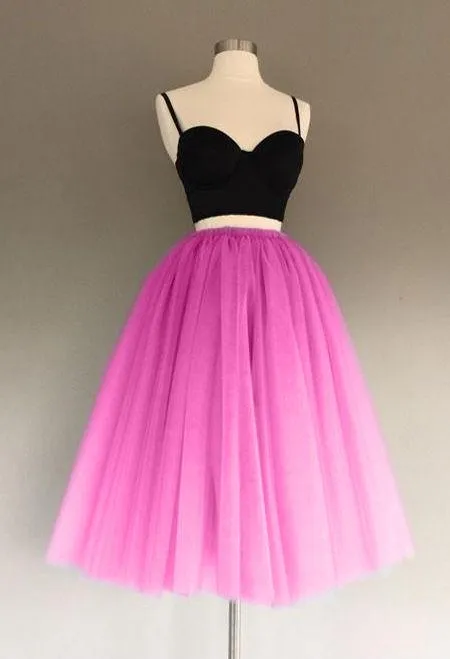 A Line Two Piece Homecoming Dresses Short Tulle Prom Gowns