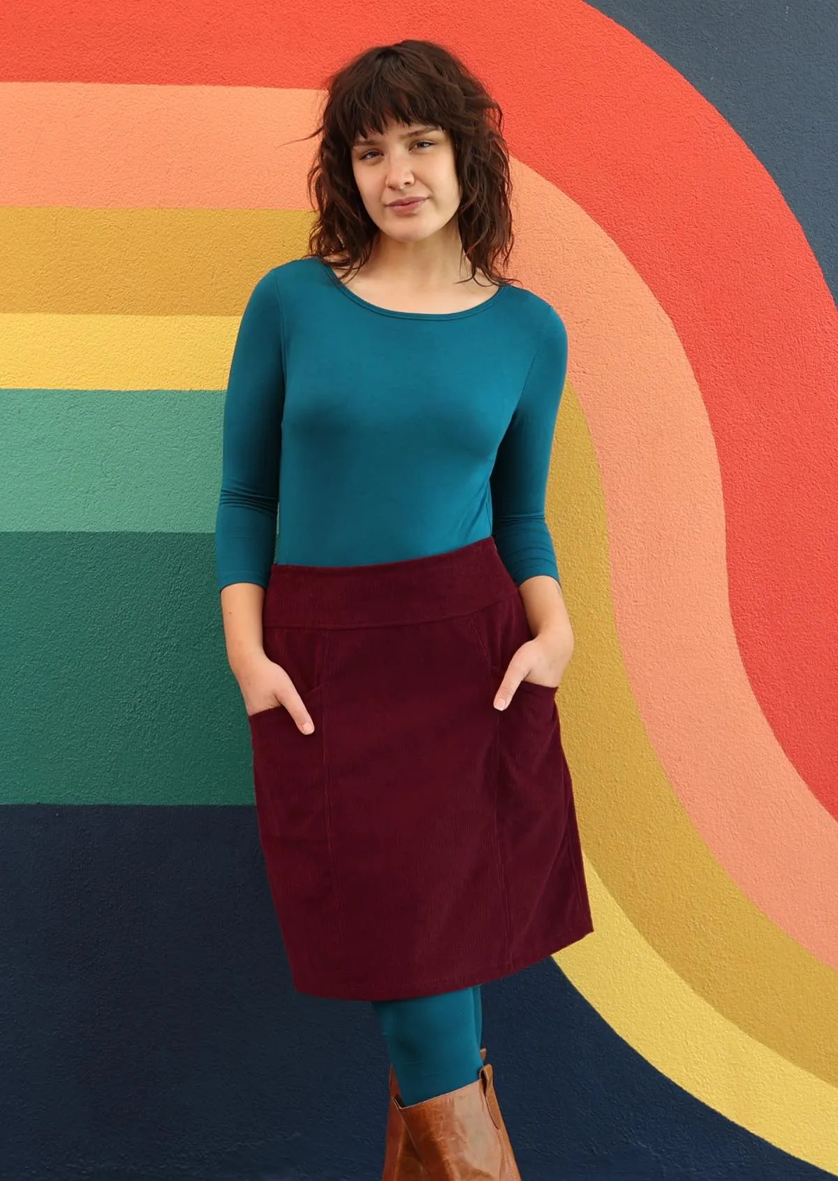 Aalia Corduroy Skirt Zinfandel