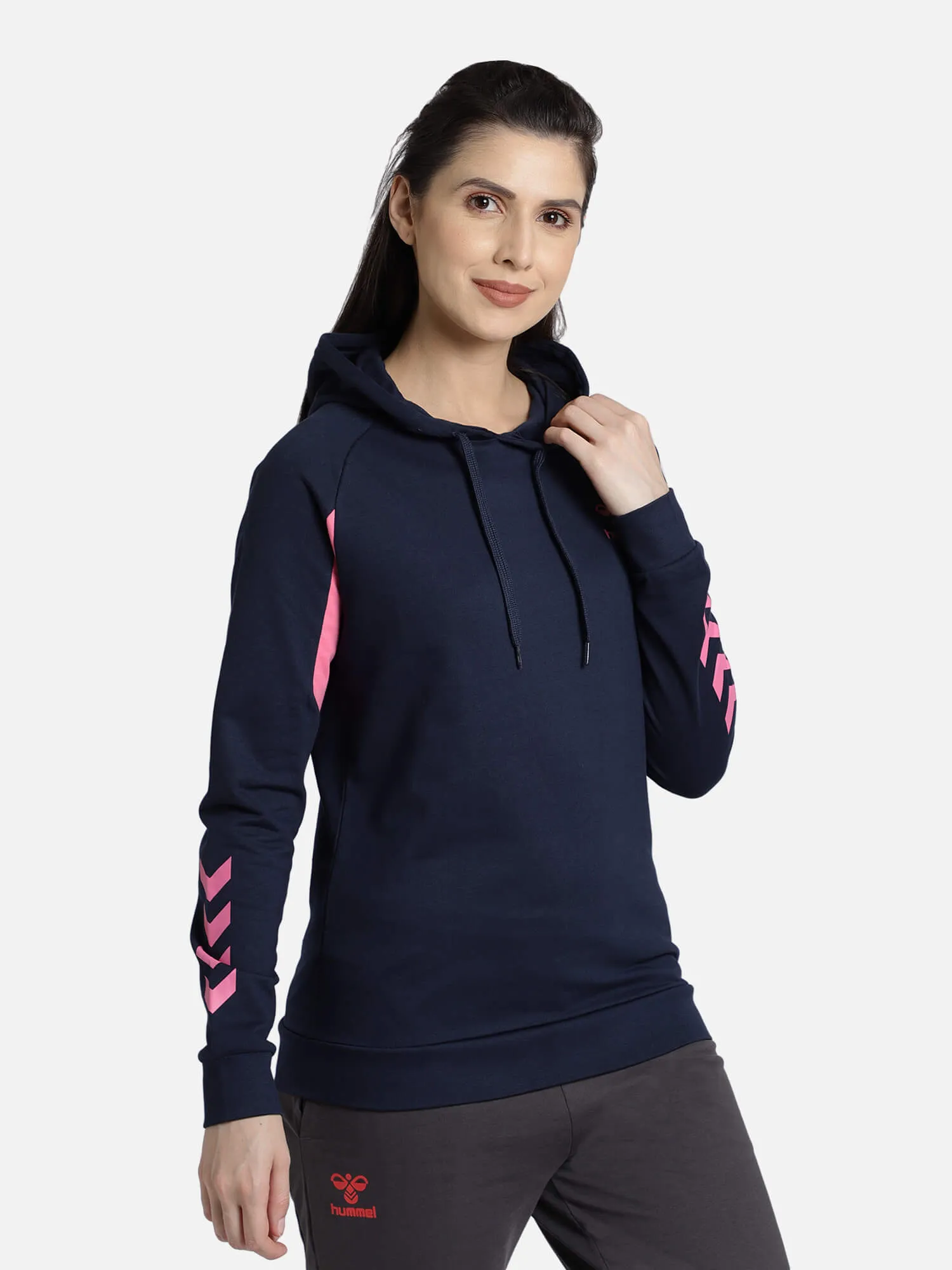 Action Women Cotton Blue Hoodie