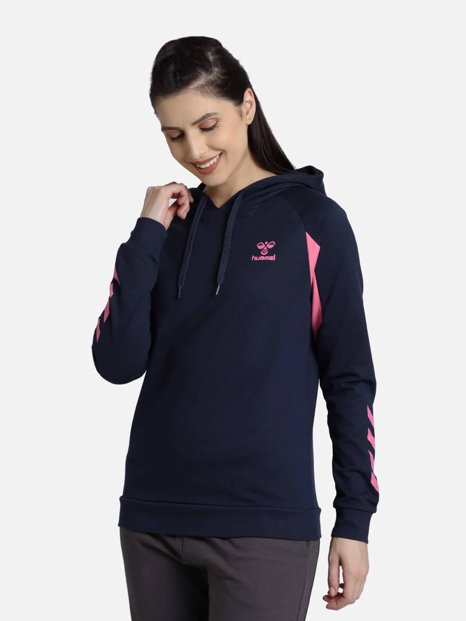 Action Women Cotton Blue Hoodie