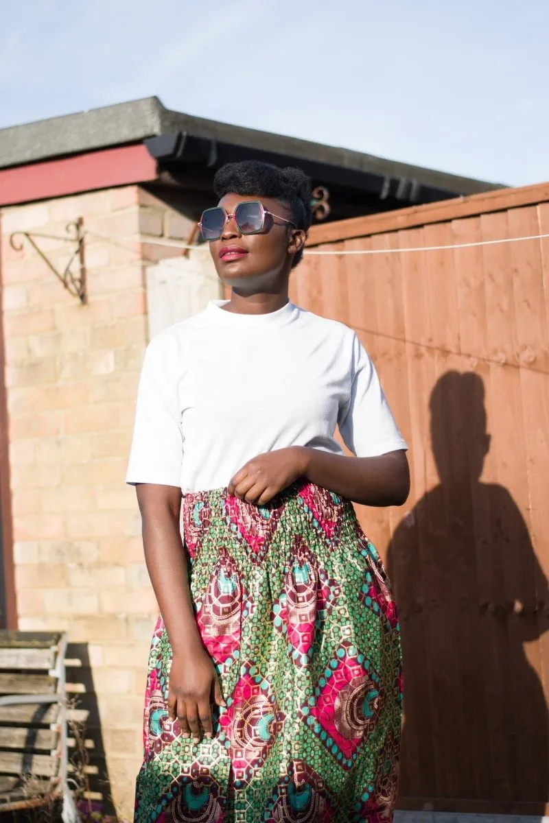 African Print Skirt in Purple Ankara Print - Festival Skirt