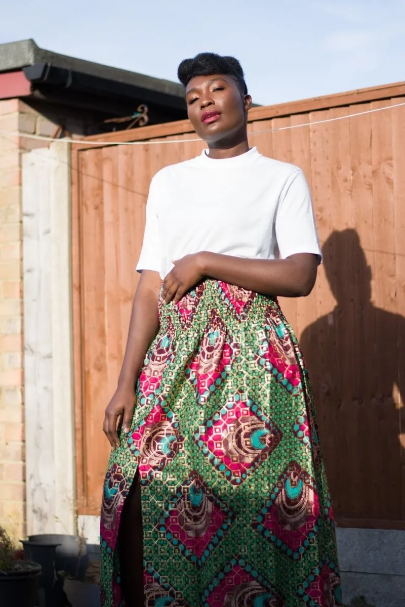 African Print Skirt in Purple Ankara Print - Festival Skirt