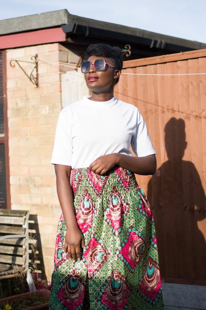 African Print Skirt in Purple Ankara Print - Festival Skirt