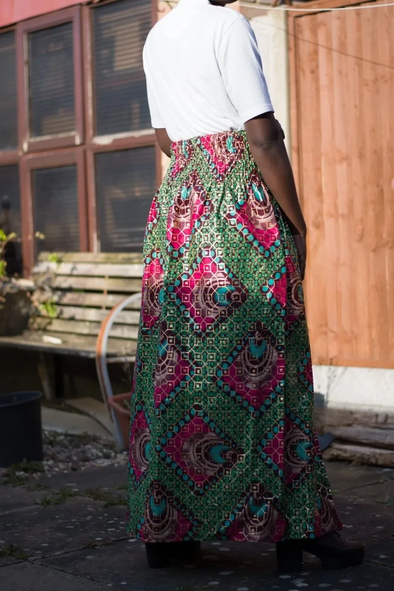 African Print Skirt in Purple Ankara Print - Festival Skirt