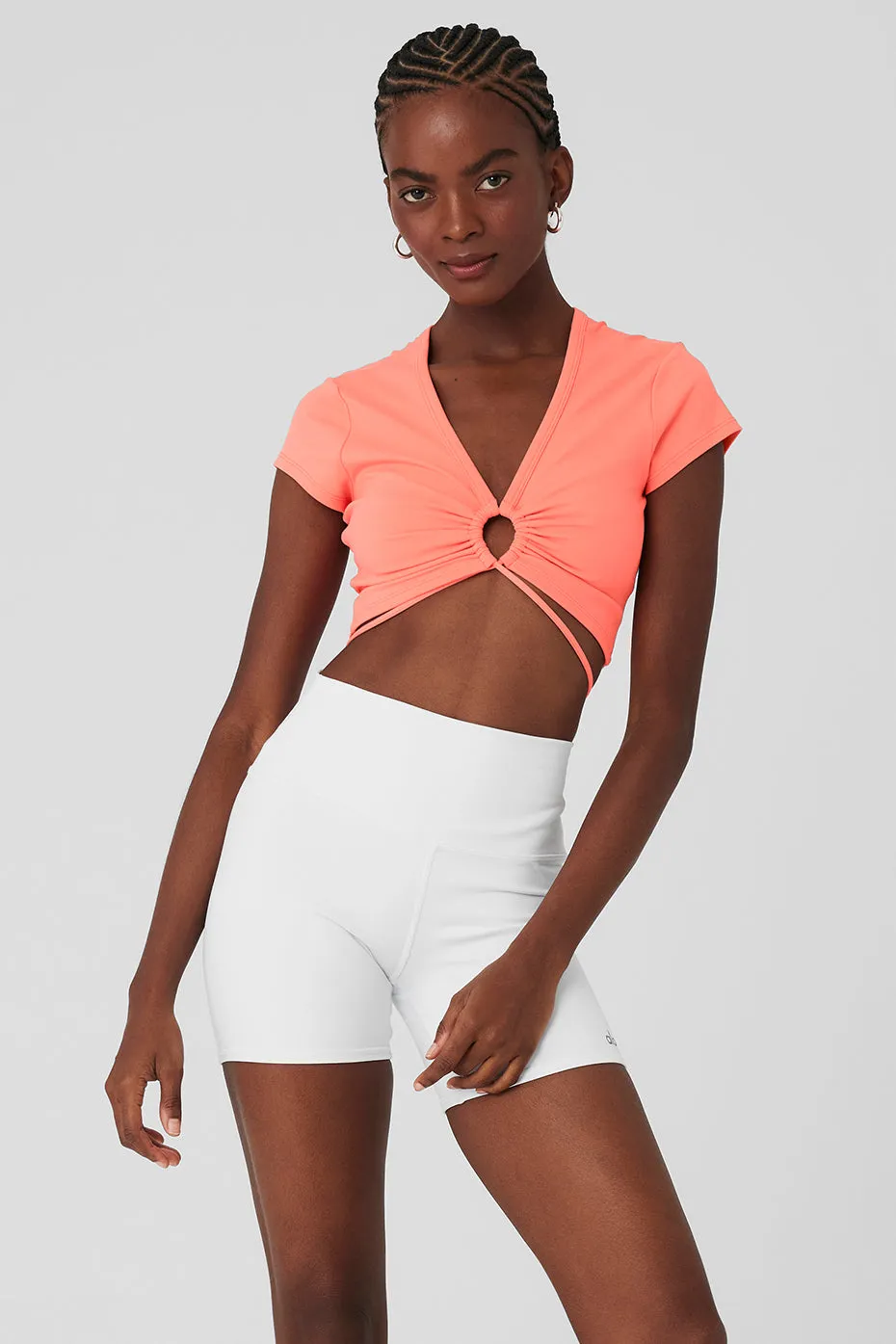 Airbrush Criss Cross Short Sleeve - Candy Orange