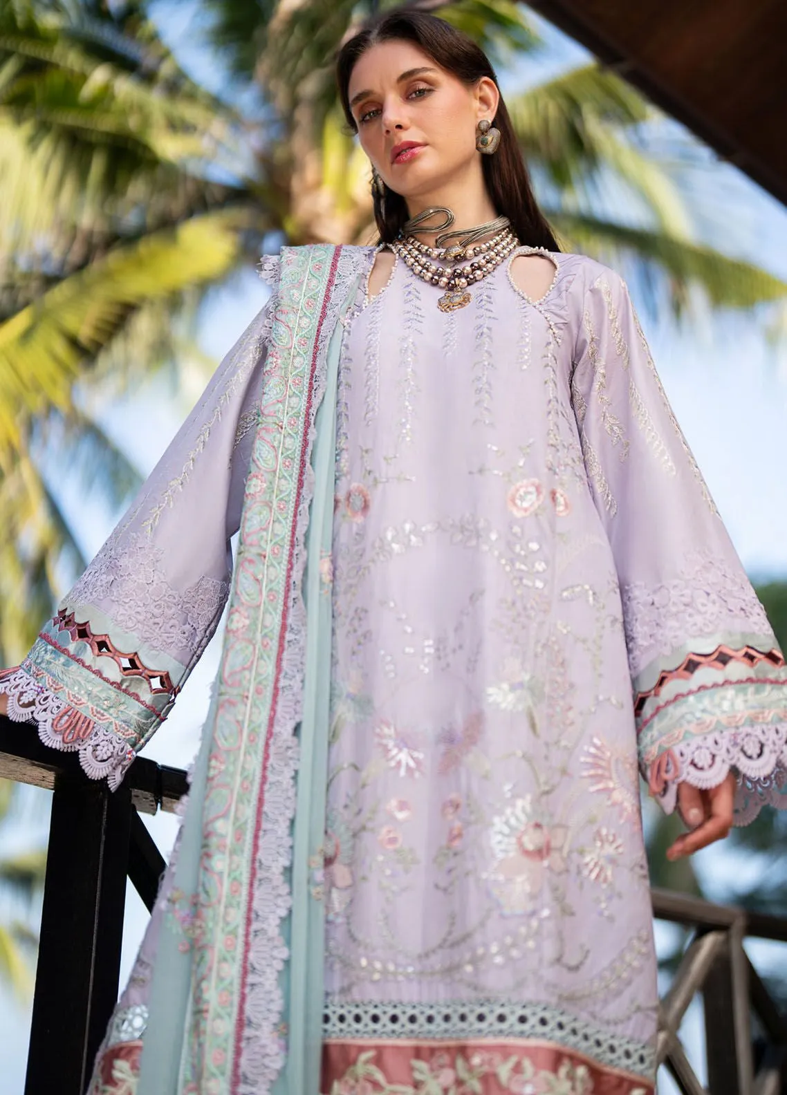 Alif By AJR Couture Signature Luxury Embroidered Lawn 3 Piece Unstitched Suit AJRC24ASLL-11 CASTLE