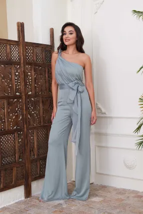 Angelino Çağla chiffon single shoulder braided jumpsuit