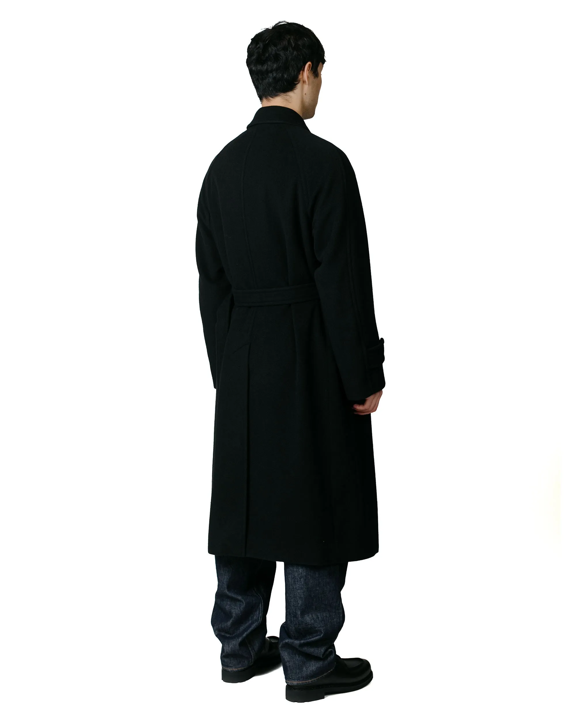 Auralee Cashmere Wool Mosser Soutien Collar Coat Black