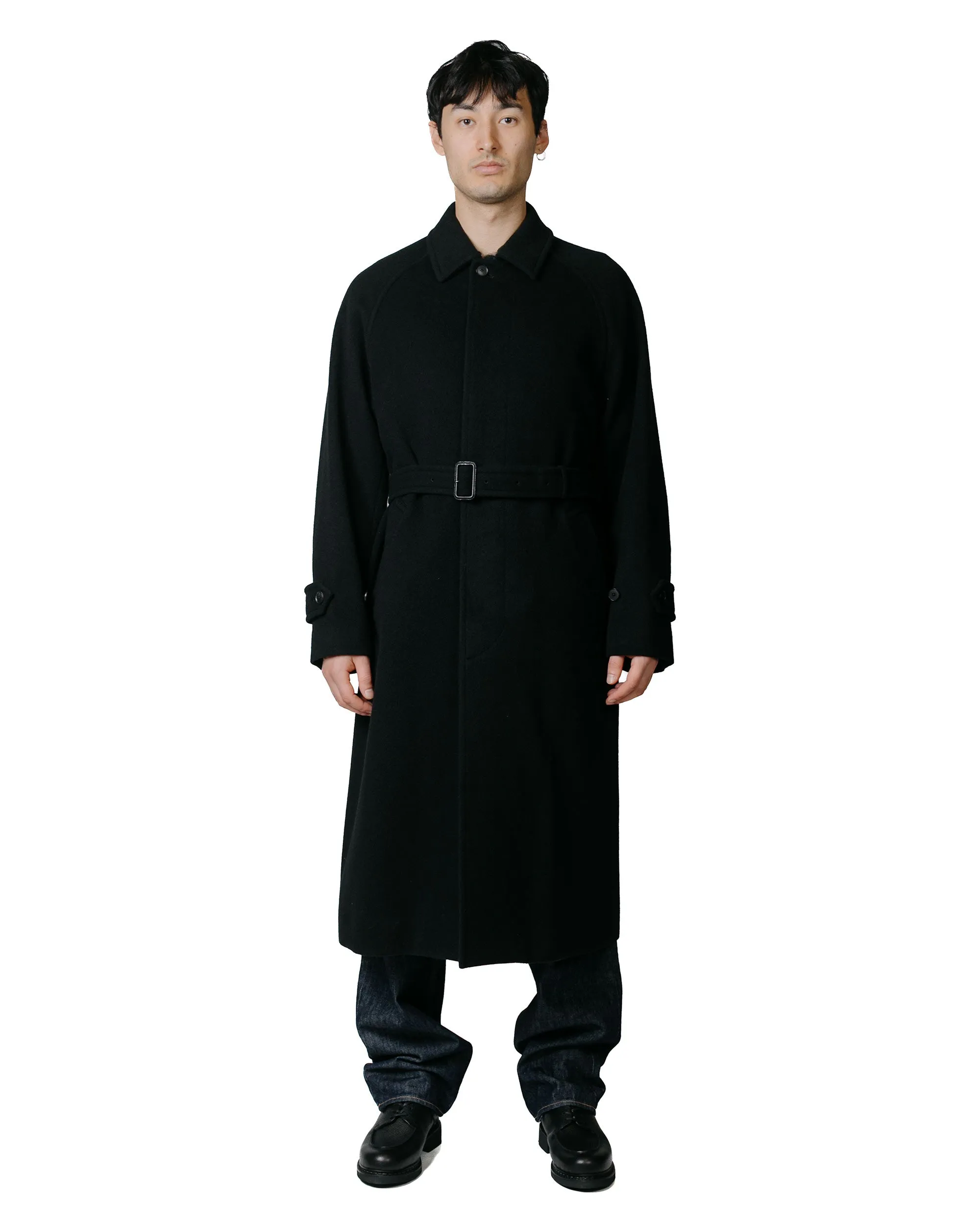 Auralee Cashmere Wool Mosser Soutien Collar Coat Black