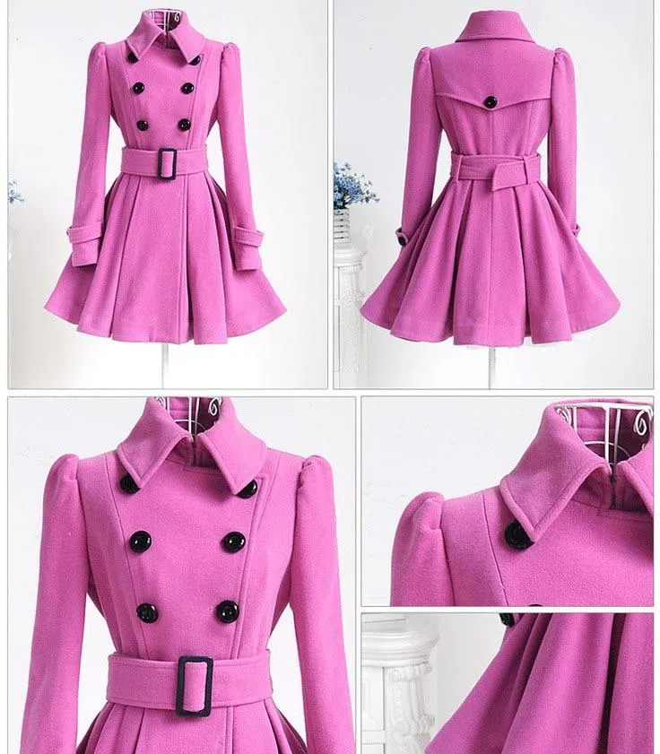 Autumn Winter Slim Vintage Double Breasted Long Jacket for Women