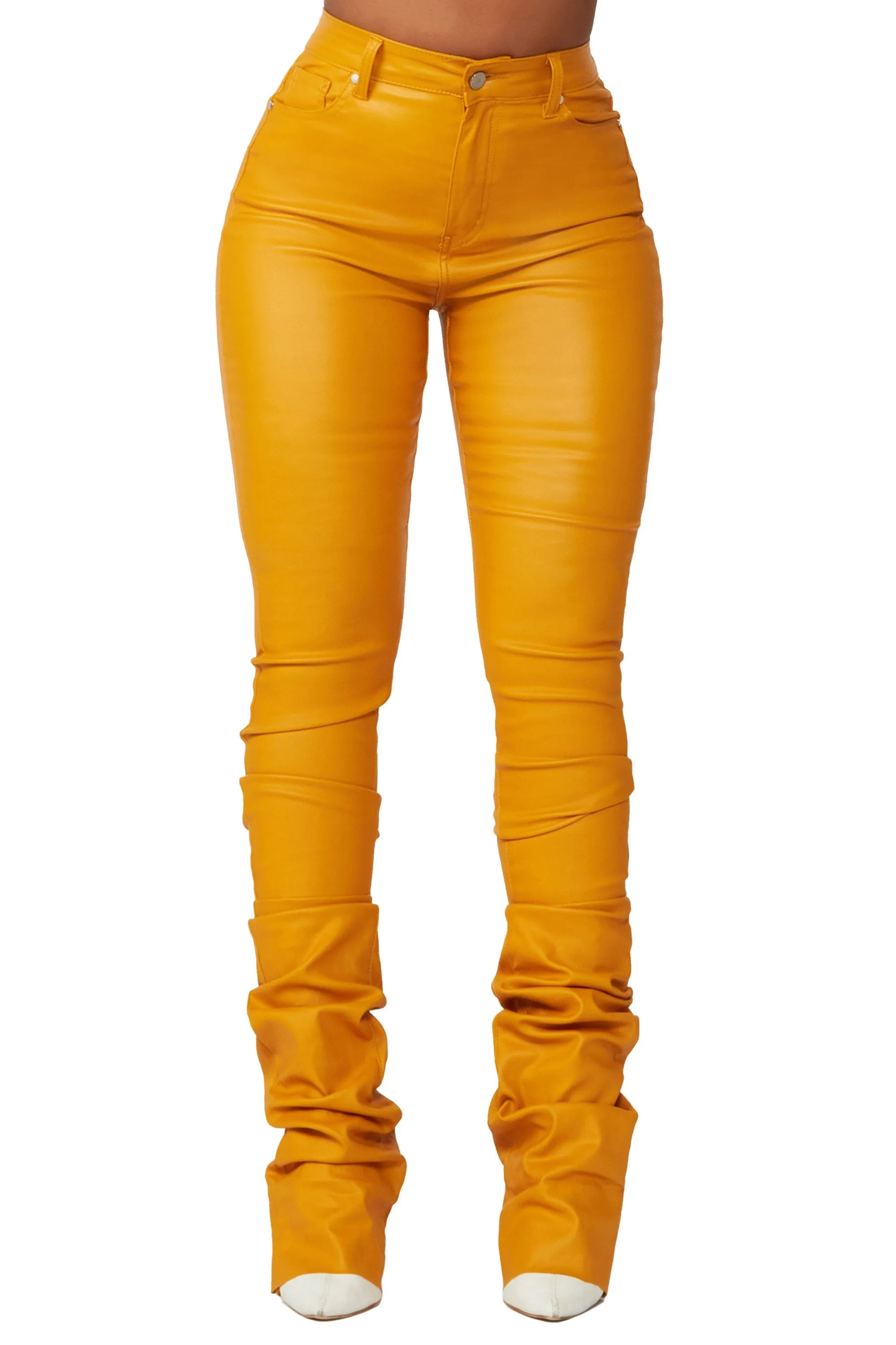 Azalea Gold PU Super Stacked Pant