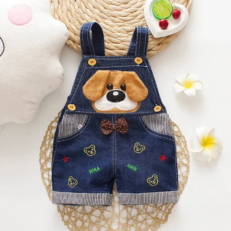 Baby Boy 2024 Short Animal Denim Overalls