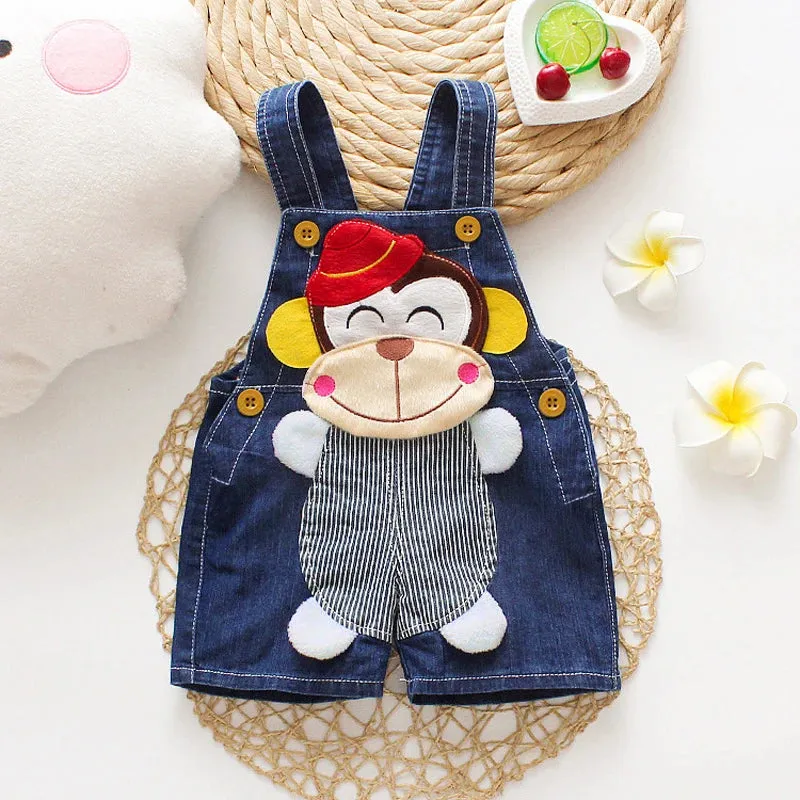 Baby Boy 2024 Short Animal Denim Overalls