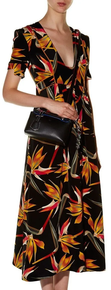 'Bird of Paradise' Print Silk Midi Dress