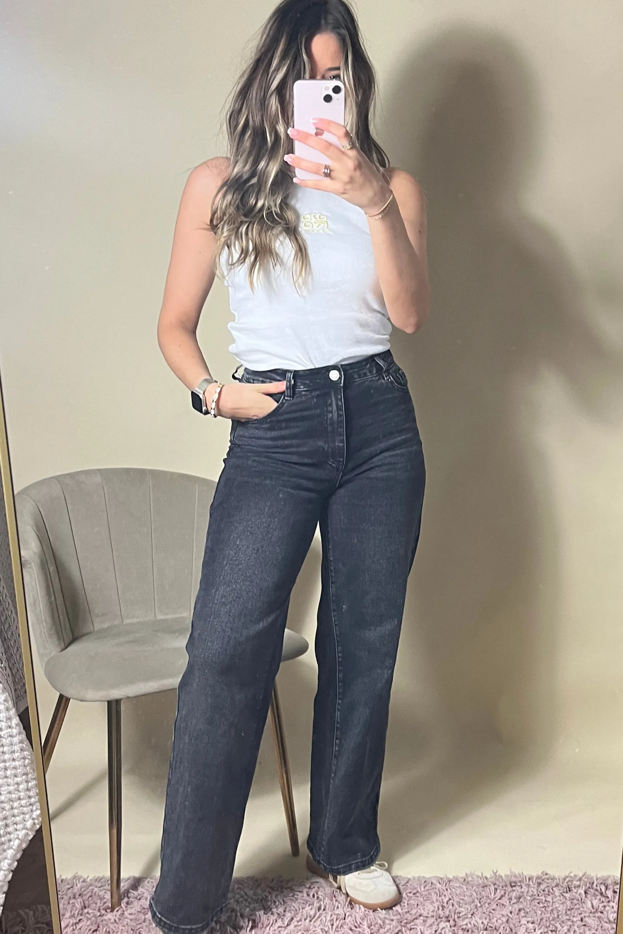 Black Wash High-Waisted Straight Leg Jeans