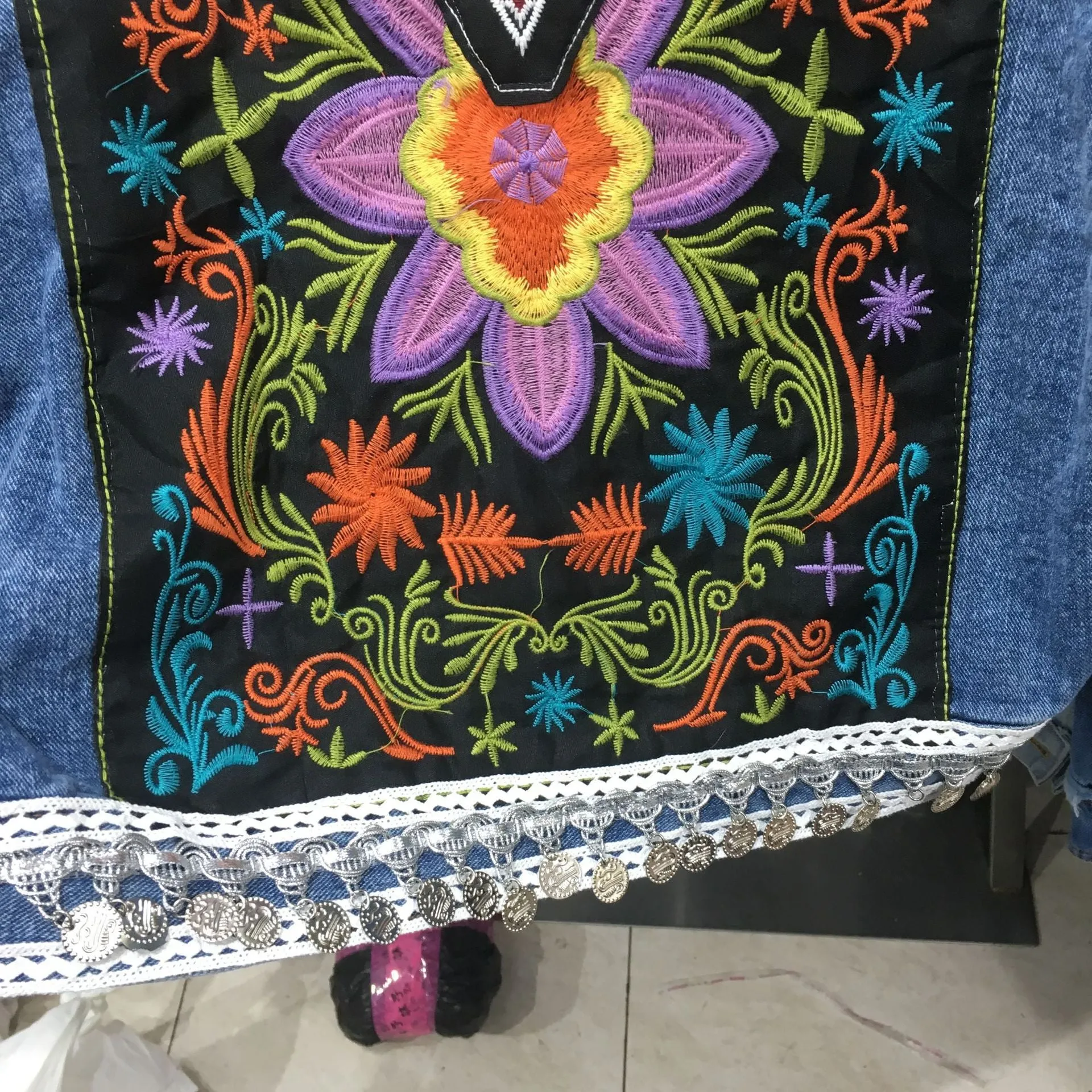 Bohemian Embrodie Western Tribal Native Retro Denim Jacket