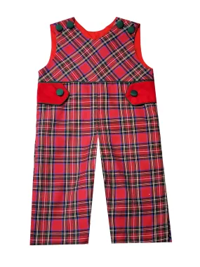 Boy's Red and Green "Christmas Plaids" Overall