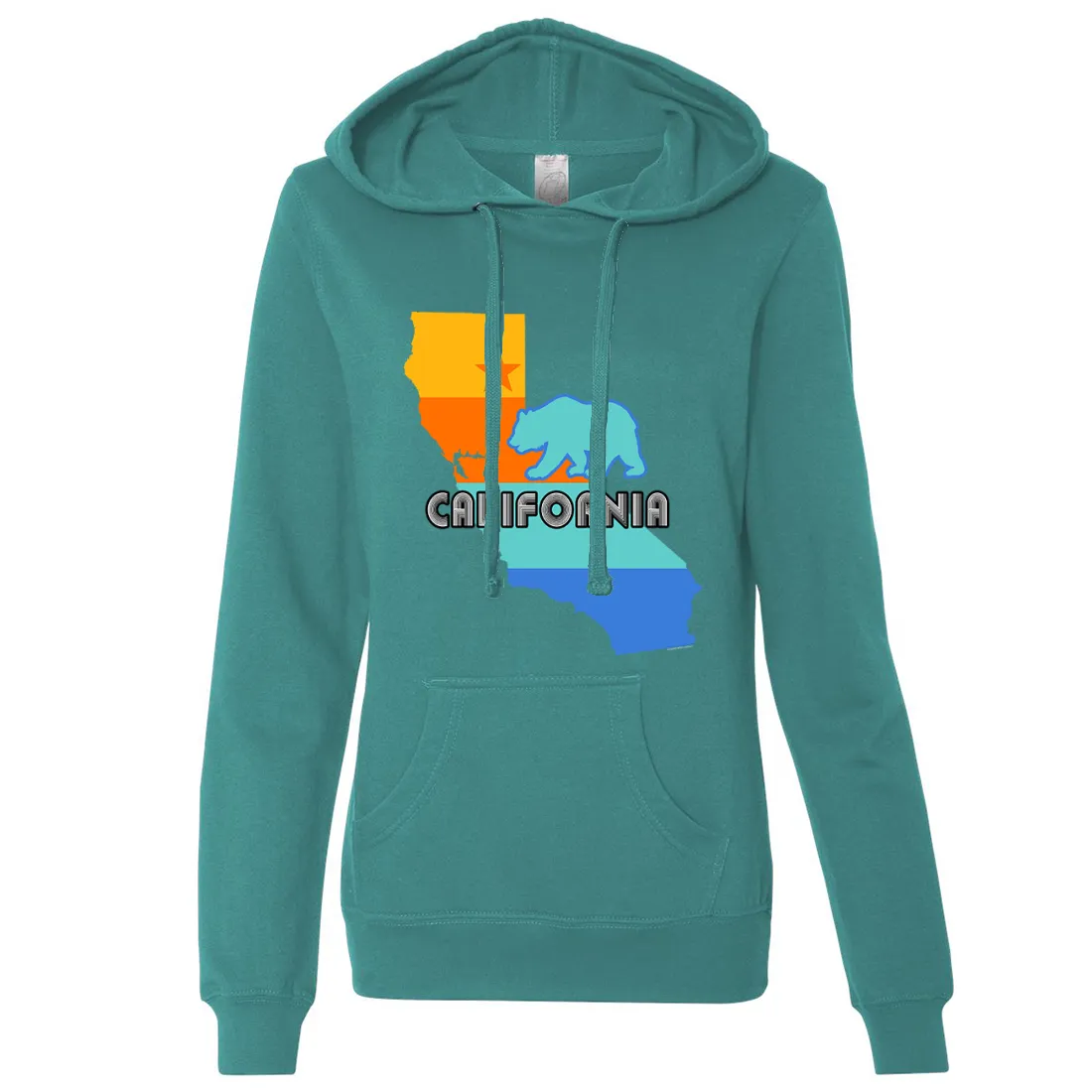 California Bear State Stripes Ladies Lightweight Fitted Hoodie