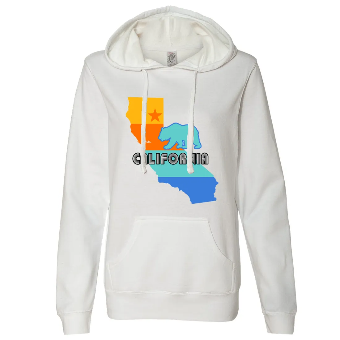 California Bear State Stripes Ladies Lightweight Fitted Hoodie