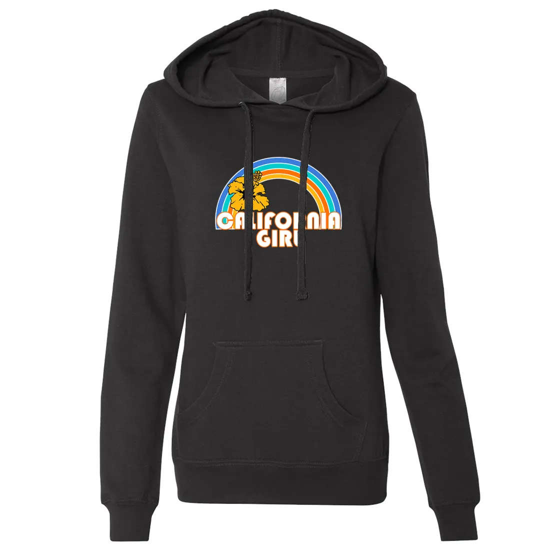 California Girl Rainbow Hibiscus Ladies Lightweight Fitted Hoodie