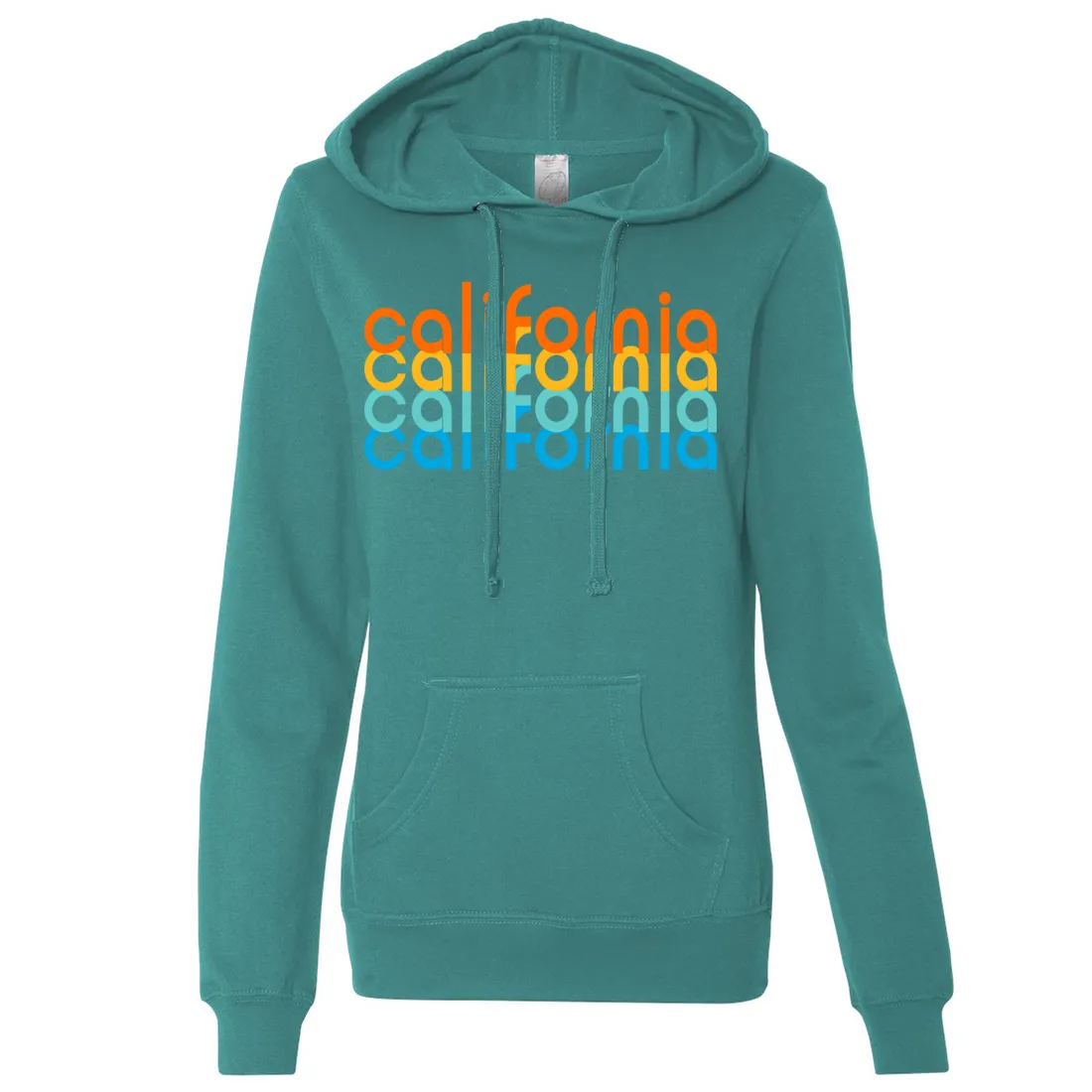 California Rainbow Stack Ladies Lightweight Fitted Hoodie