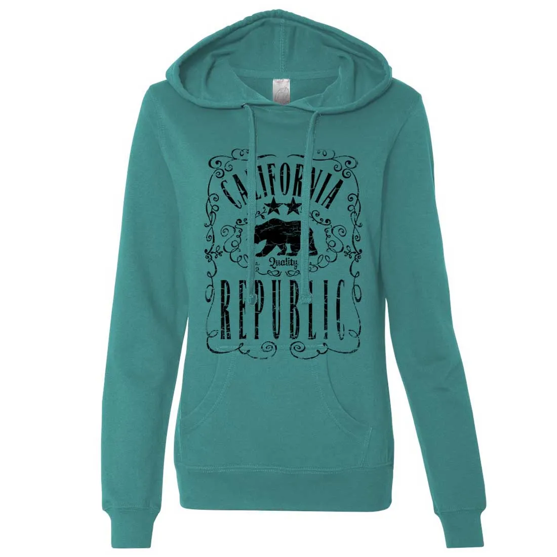 California Republic JD Whiskey Black Print Ladies Lt./Wt. Hoodie