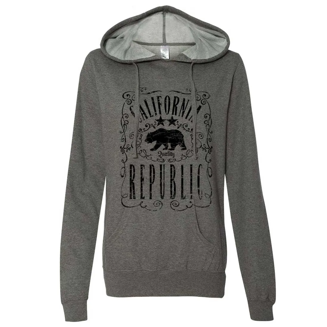 California Republic JD Whiskey Black Print Ladies Lt./Wt. Hoodie