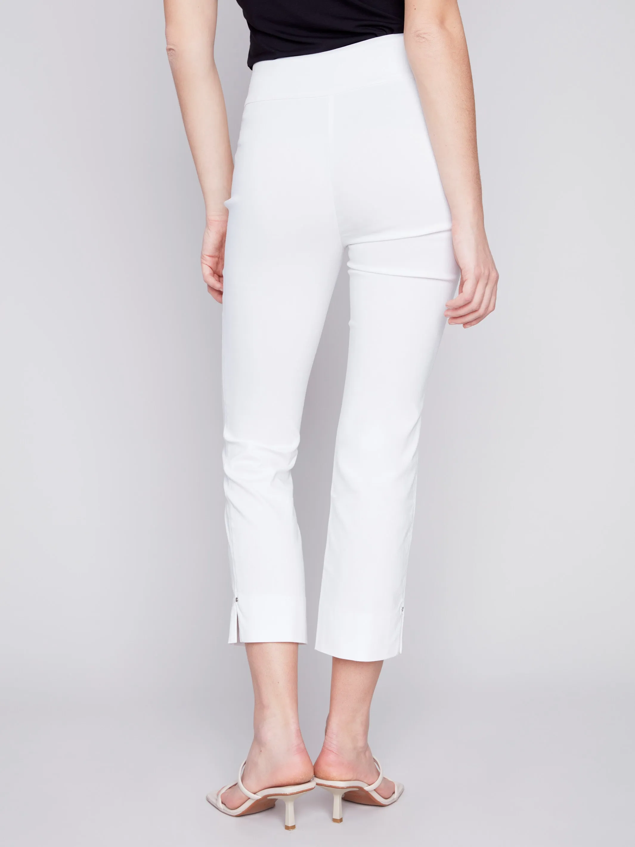 Capri Pants with Hem Slit - White