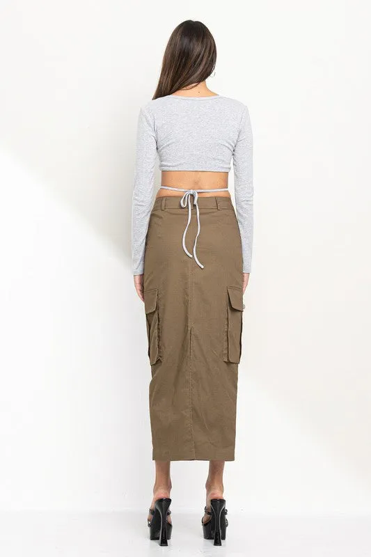 Cargo Midi Slim Skirt