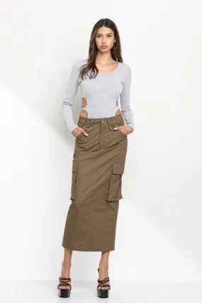 Cargo Midi Slim Skirt