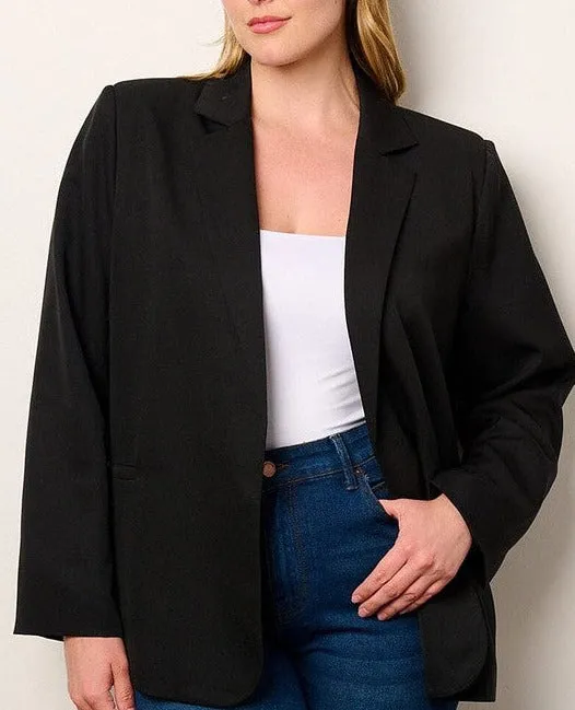 Celina Long Sleeved Blazer Plus- Black