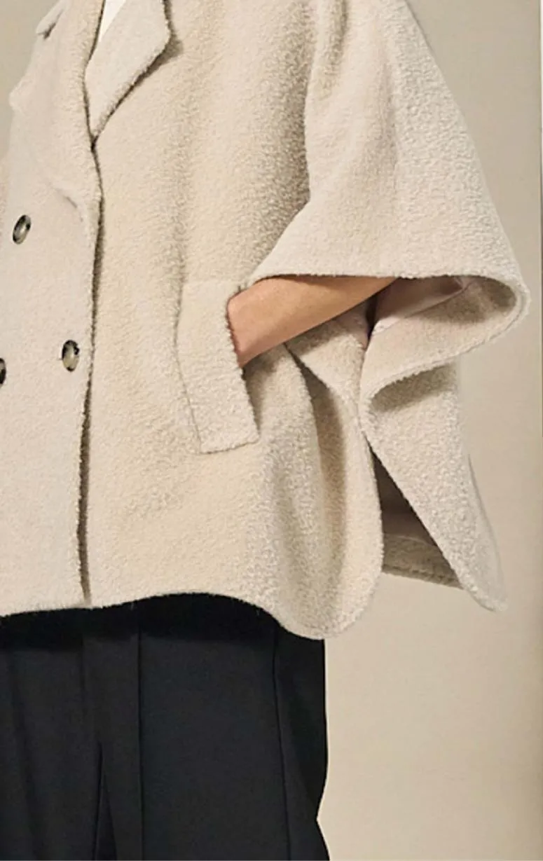 Cinzia Rocca- Double Breasted Wool & Alpaca Cape