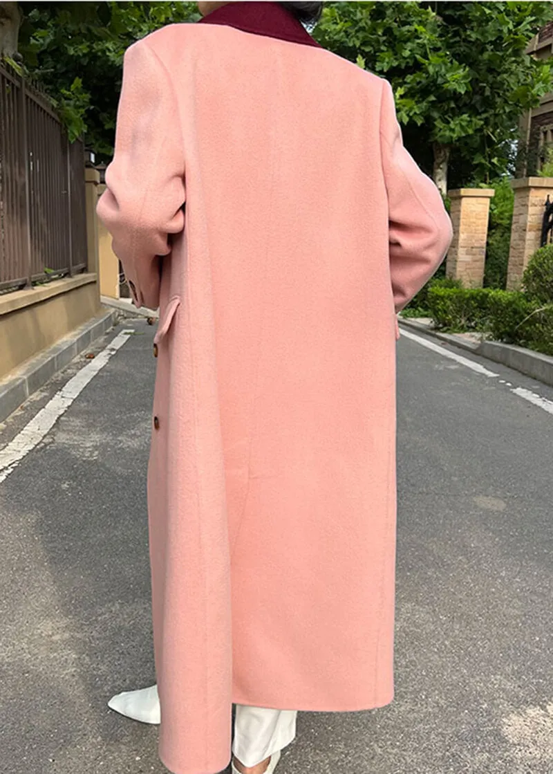 Colorblock Trim Double Face Wool Long Coat