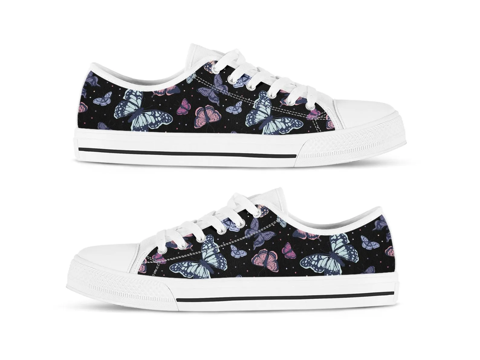 Cool Butterfly Shoes Butterfly Sneakers Cute Shoes Butterfly Lover Gifts Custom Low Top Converse Style Sneakers For Adults Women & Men