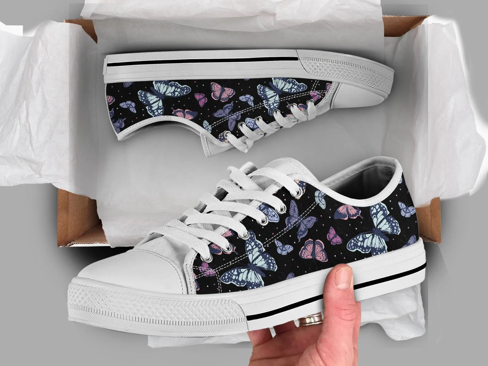 Cool Butterfly Shoes Butterfly Sneakers Cute Shoes Butterfly Lover Gifts Custom Low Top Converse Style Sneakers For Adults Women & Men