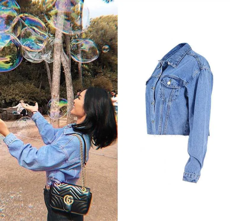 Cool Oversized Cropped Denim Jacket Womens